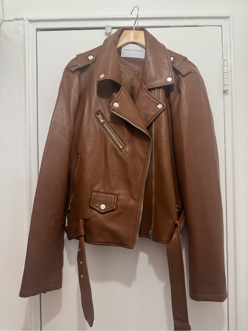Rebecca Minkoff Faux Leather Moto Biker Jacket size L